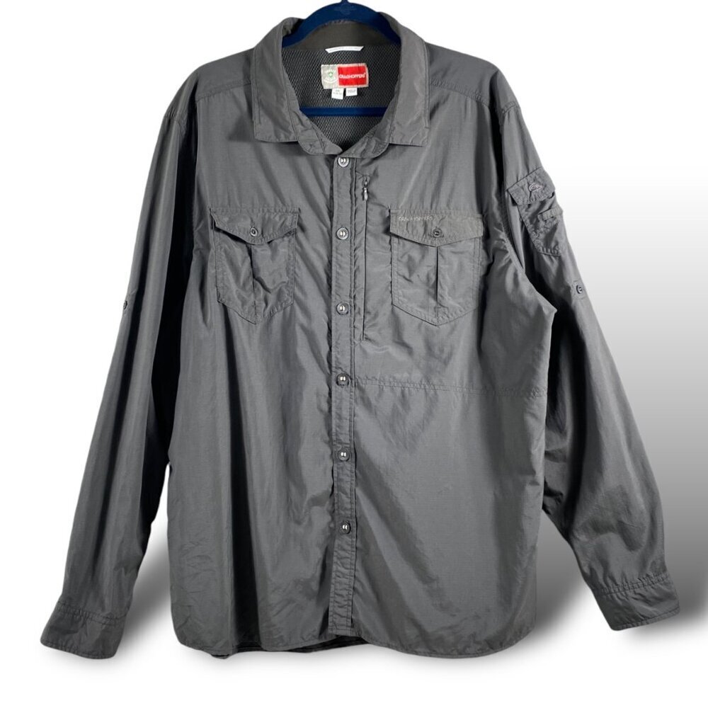 Craghoppers Shirt Mens XXL Grey Nosilife Insect Shield Vented Light Hiking Outdo